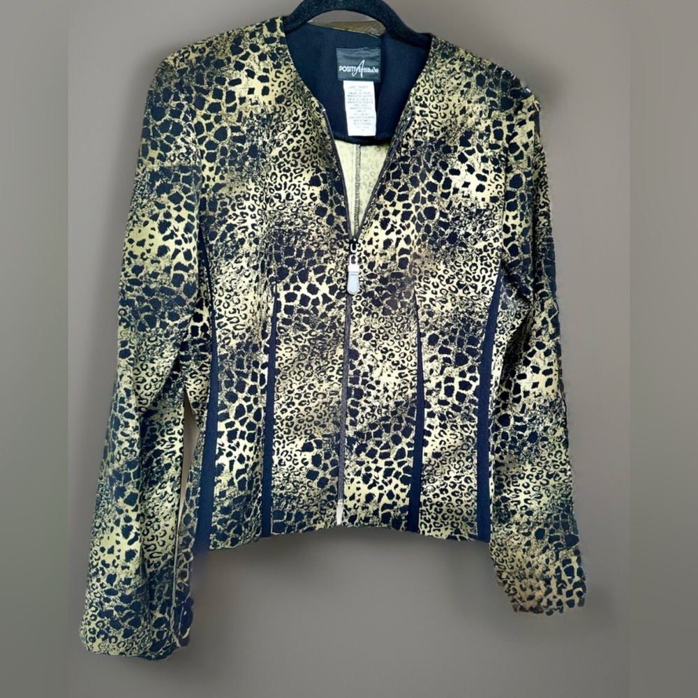 Positive Attitude Long Sleeve Full Zip Fitted Jacket Green/Black Animal Print 6